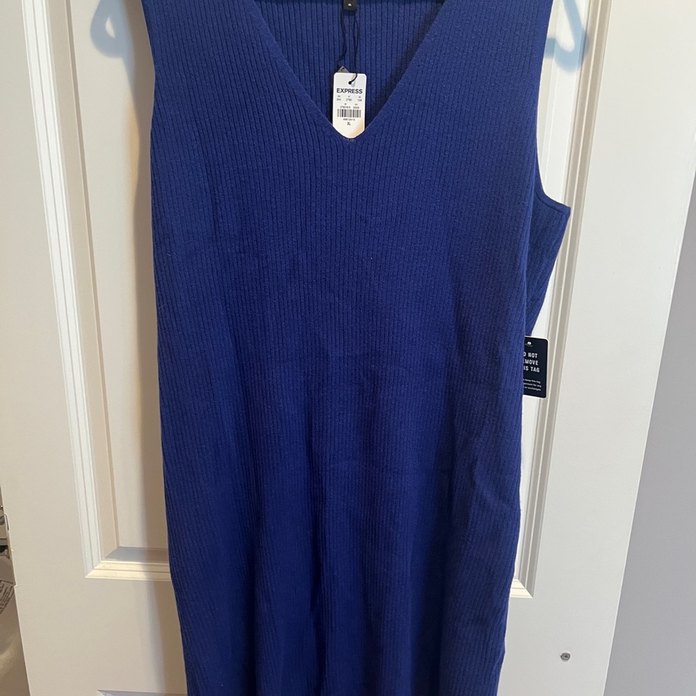 Express Royal Blue Ribbed Knit Dress